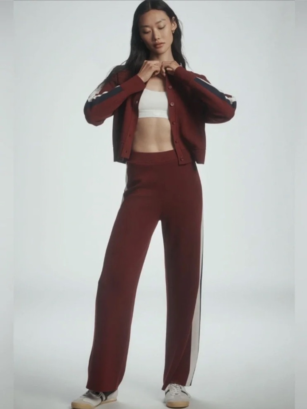 MAEVE Side Stripe Knit Track Pants
